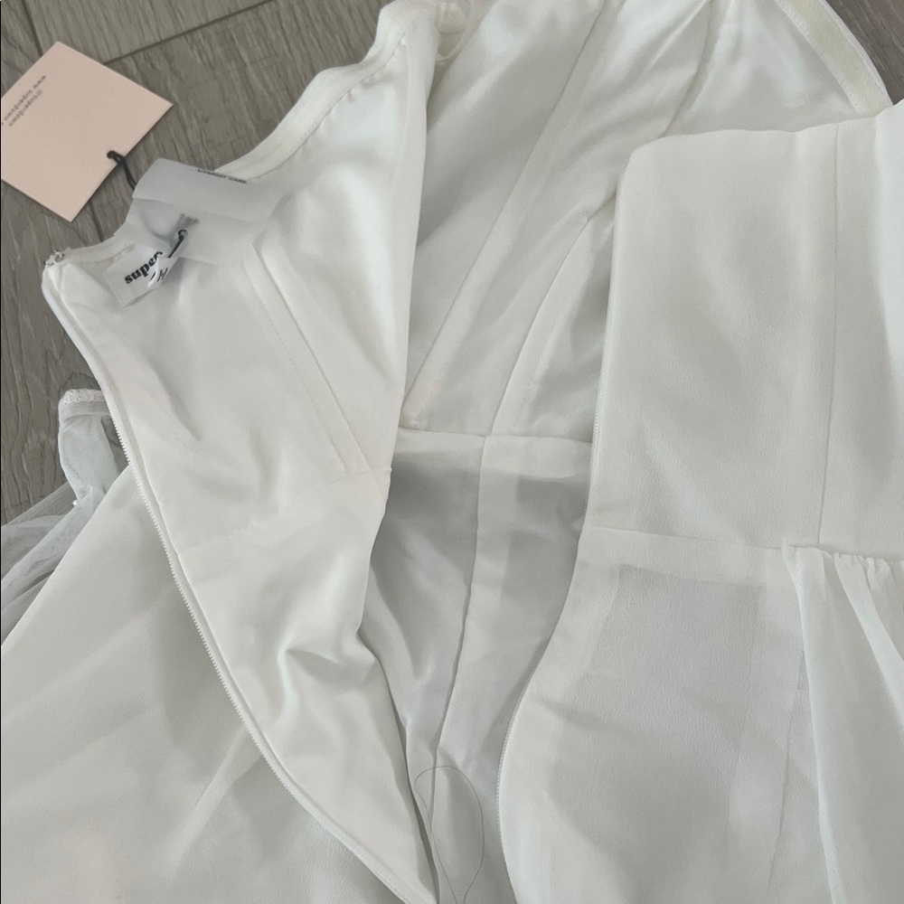 White One-Shoulder Ruched Mini Dress - Picture 4 of 4